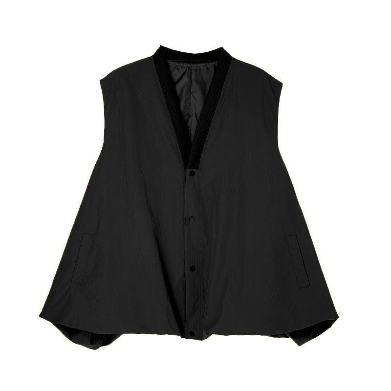 Hong Kong Style Niche Design Bud-Shaped Vest 2025 Spring and Autumn New Fashion Loose Solid Color V-Neck Sleeveless Trench Coat