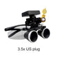 Binocular Surgical Magnifier Headlamp with 2.5x/3.5x Lenses, 5W 3D Clip-On LED Headlight for Dental