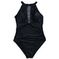 Cross-border New European and American Women's Swimsuit Chest Mesh Stitching Pleated Craft Swimwear Bikini Wholesale
