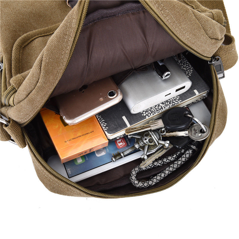 Cross-border New Canvas Bag Men's Shoulder Bag Fashion Casual Canvas Bag Men's Crossbody Backpack Shoulder Bag