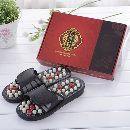 Cross-Border Slippers for Men and Women Rotating Tai Chi Massage Indoor Non-Slip Massage Slippers Foot Acupoint Spiked Foot Massage Shoes for Men