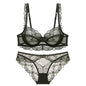 Ultra-Thin Sponge-Free Transparent Bra with Big Breasts and Small Lace Bra for Women Sexy Underwear Bra Set
