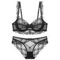 Ultra-Thin Sponge-Free Transparent Bra with Big Breasts and Small Lace Bra for Women Sexy Underwear Bra Set