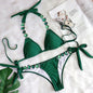 2022 European and American Sexy Bikini Plain Women's Split Strap Luxury Diamond Swimsuit Metal Chain Accessories Swimsuit