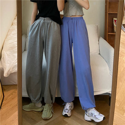 Women's Athletic Casual Pants Autumn 2025 New High-Waisted Jogger Cropped Pants Korean Style Loose Wide-Leg Pants Wholesale