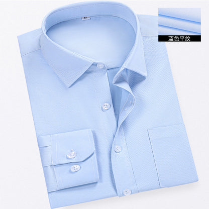 Men's Long-Sleeved White Shirt Autumn and Winter Loose Bottoming Business Formal Wear Korean Style Trbottomyy Casual Shirt Blue Inch Shirt