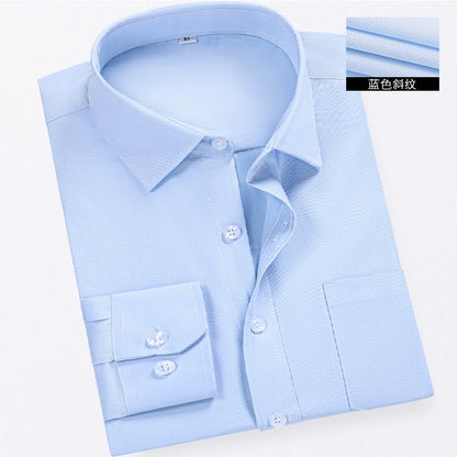 Men's Long-Sleeved White Shirt Autumn and Winter Loose Bottoming Business Formal Wear Korean Style Trbottomyy Casual Shirt Blue Inch Shirt