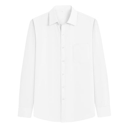 Men's Long-Sleeved White Shirt Autumn and Winter Loose Bottoming Business Formal Wear Korean Style Trbottomyy Casual Shirt Blue Inch Shirt