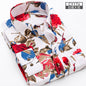 New Men's Printed Long-Sleeved Shirt, Korean Style Slim Fit, Youth Fashion, Casual and Versatile Shirt, Cross-Border Bestseller in Europe and America