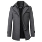 Cross-border Autumn and Winter Double Collar Wool Coat Men's Coat Casual Mid-length cotton and thickening Men's Plus Size