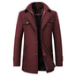 Cross-border Autumn and Winter Double Collar Wool Coat Men's Coat Casual Mid-length cotton and thickening Men's Plus Size