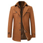 Cross-border Autumn and Winter Double Collar Wool Coat Men's Coat Casual Mid-length cotton and thickening Men's Plus Size