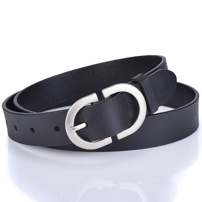 New ladies belt leather cowhide belt buckle Joker casual retro pants with a generation of factory outlets