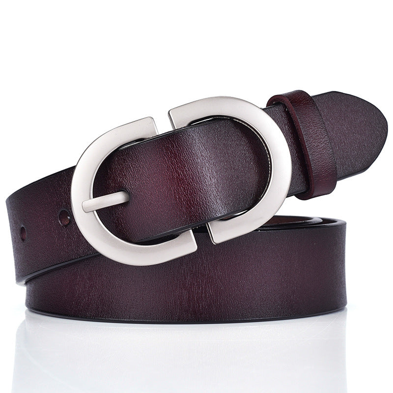 New ladies belt leather cowhide belt buckle Joker casual retro pants with a generation of factory outlets