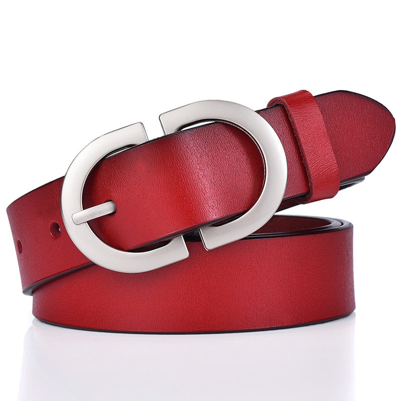 New ladies belt leather cowhide belt buckle Joker casual retro pants with a generation of factory outlets