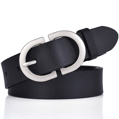 New ladies belt leather cowhide belt buckle Joker casual retro pants with a generation of factory outlets