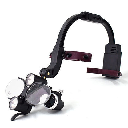 Ultra-Light Shadowless Dental Headlamp with Magnifier and Dual Batteries