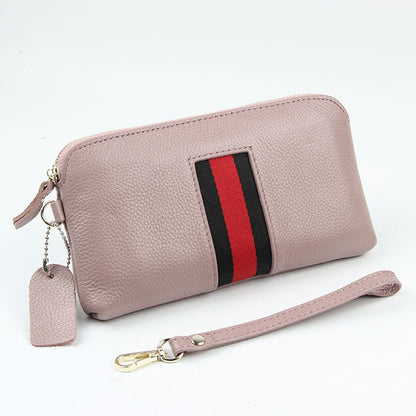 First Layer Cowhide Women's Long Wallet Genuine Leather Zipper European and American Big Brand Wallet Women's Clutch Soft Leather Mobile Phone Bag