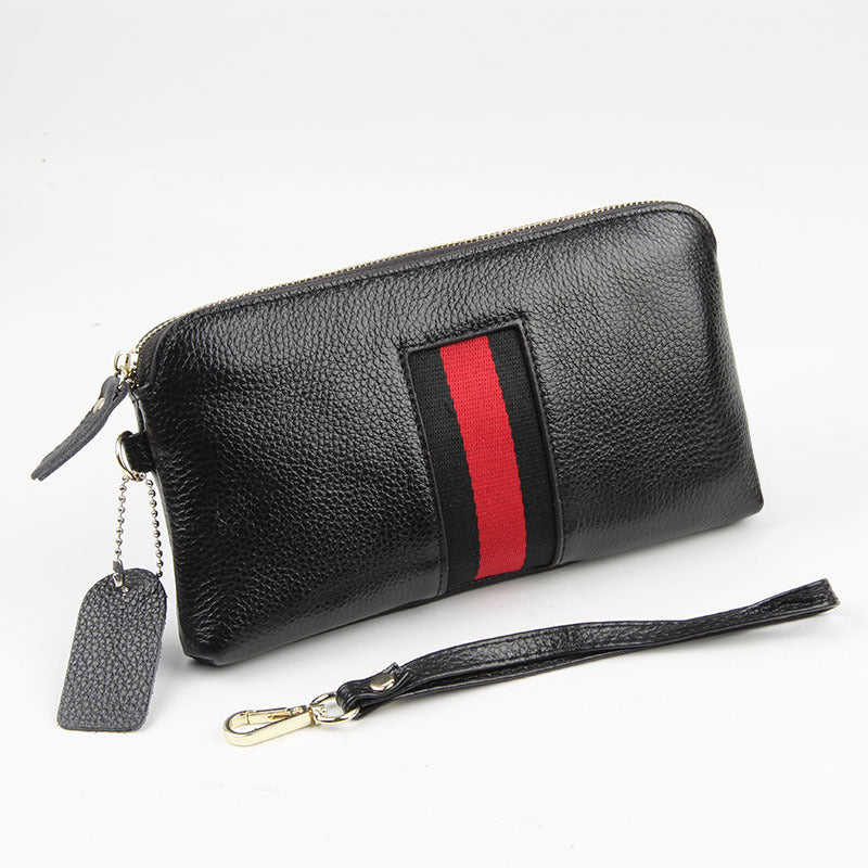 First Layer Cowhide Women's Long Wallet Genuine Leather Zipper European and American Big Brand Wallet Women's Clutch Soft Leather Mobile Phone Bag