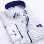 Slim-fit Business Dress Men's Shirt Fashionable Printed Thin Casual Shirt Youth Long-sleeved Fashionable All-match Top for Men