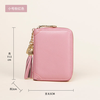 Foreign Trade Card Bag Women's Multi-Card Cowhide Anti-Theft Brush RFID Leather Anti-Degaussing Card Clip Zipper Credit Driver's License
