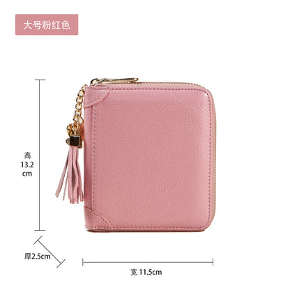 Foreign Trade Card Bag Women's Multi-Card Cowhide Anti-Theft Brush RFID Leather Anti-Degaussing Card Clip Zipper Credit Driver's License