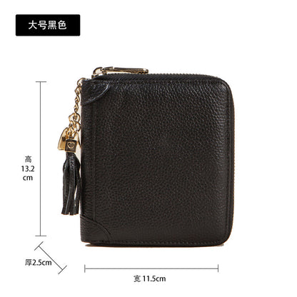 Foreign Trade Card Bag Women's Multi-Card Cowhide Anti-Theft Brush RFID Leather Anti-Degaussing Card Clip Zipper Credit Driver's License