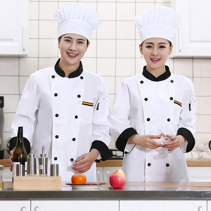 Restaurant and Cafeteria Back Kitchen Chef Work Clothes Long-Sleeved Work Clothes for Men Hotel Restaurant Chef Clothes Short-Sleeved Custom-Made for Men