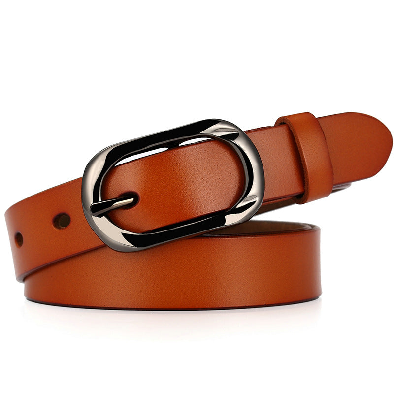 New Women's Cowhide Belt Pin Buckle Genuine Leather Belt Casual Fashion Thin Trouser Belt Manufacturer Wholesale Dropshipping