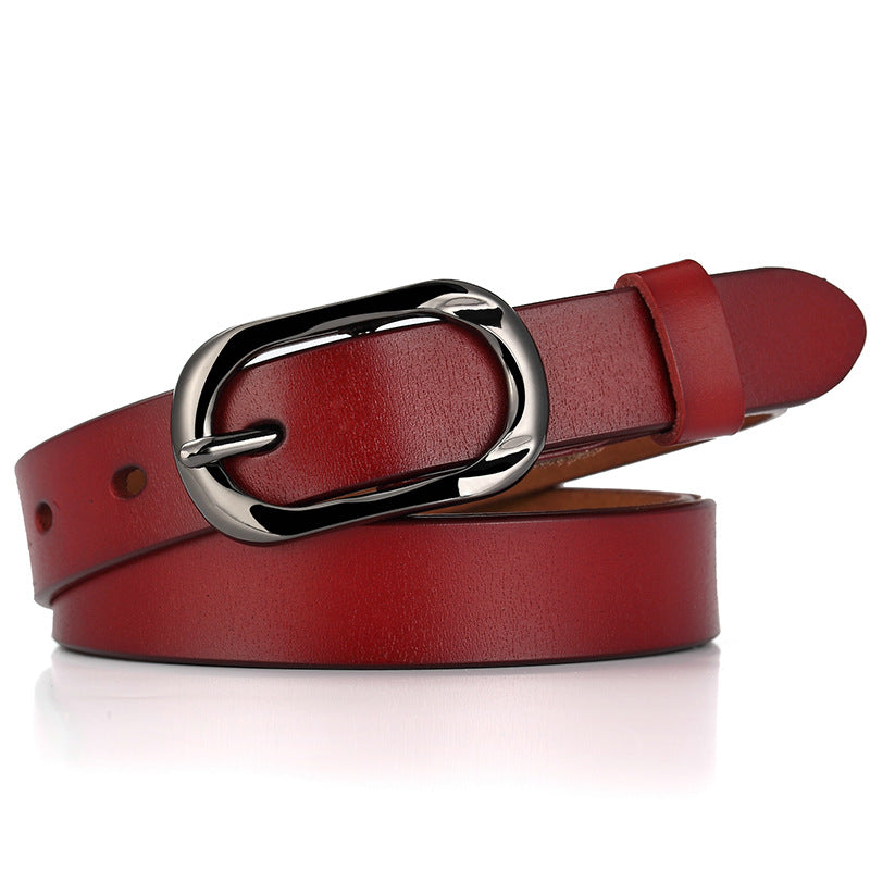 New Women's Cowhide Belt Pin Buckle Genuine Leather Belt Casual Fashion Thin Trouser Belt Manufacturer Wholesale Dropshipping