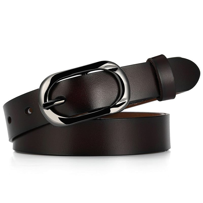 New Women's Cowhide Belt Pin Buckle Genuine Leather Belt Casual Fashion Thin Trouser Belt Manufacturer Wholesale Dropshipping
