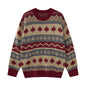 Pattern striped round neck sweater