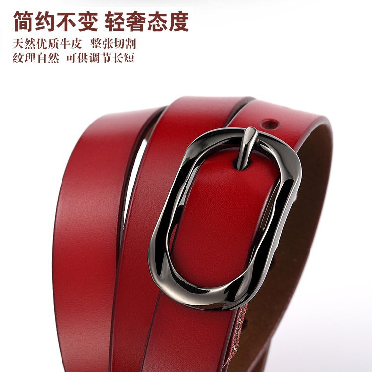 New Women's Cowhide Belt Pin Buckle Genuine Leather Belt Casual Fashion Thin Trouser Belt Manufacturer Wholesale Dropshipping