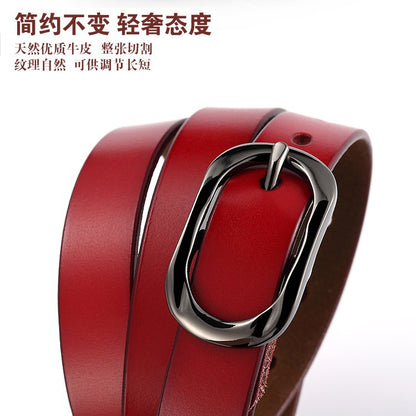 New Women's Cowhide Belt Pin Buckle Genuine Leather Belt Casual Fashion Thin Trouser Belt Manufacturer Wholesale Dropshipping