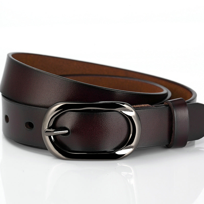 New Women's Cowhide Belt Pin Buckle Genuine Leather Belt Casual Fashion Thin Trouser Belt Manufacturer Wholesale Dropshipping