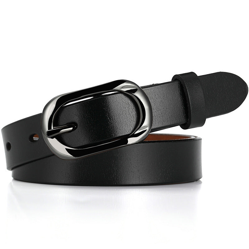 New Women's Cowhide Belt Pin Buckle Genuine Leather Belt Casual Fashion Thin Trouser Belt Manufacturer Wholesale Dropshipping