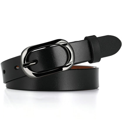 New Women's Cowhide Belt Pin Buckle Genuine Leather Belt Casual Fashion Thin Trouser Belt Manufacturer Wholesale Dropshipping