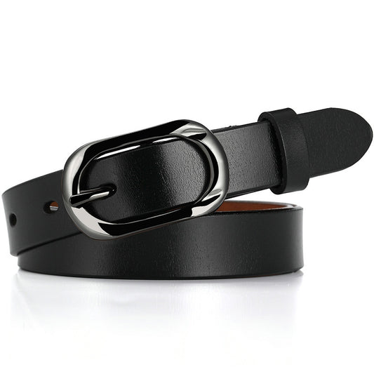 New Women's Cowhide Belt Pin Buckle Genuine Leather Belt Casual Fashion Thin Trouser Belt Manufacturer Wholesale Dropshipping