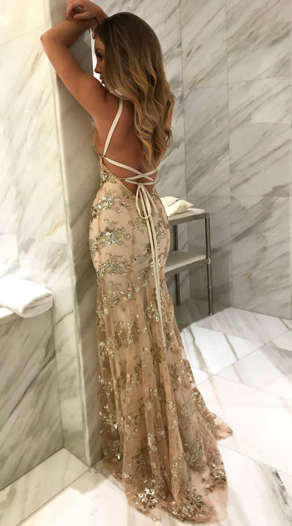 2025 New Cross-Border European and American Clothing Ebay Amazon Dress Suspender V Neck Backless Sequin Lace-Up Dress