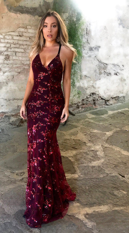 2025 New Cross-Border European and American Clothing Ebay Amazon Dress Suspender V Neck Backless Sequin Lace-Up Dress