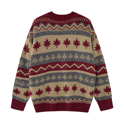 Pattern striped round neck sweater
