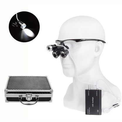 Portable 2.5X/3.5X HD Medical Glasses-Style Magnifier with LED Headlamp Set and Carrying Case