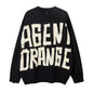 Broken hole crochet long sleeved pullover knitted sweater