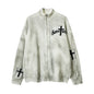 Tie dye used dirty stand up collar cardigan sweater