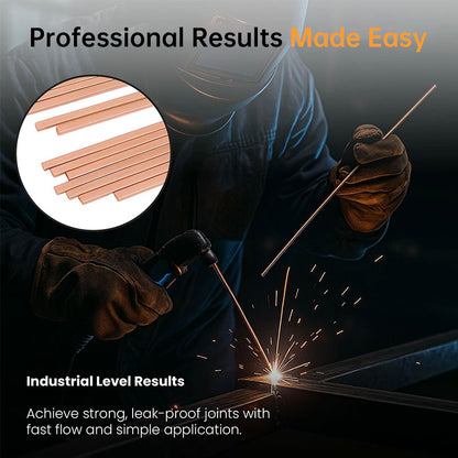 15% Silver Brazing Rods HVAC Kit, 20pcs 10" Flux Coated Copper Pipe Solder Rods for AC Refrigeration Plumbing DTB1