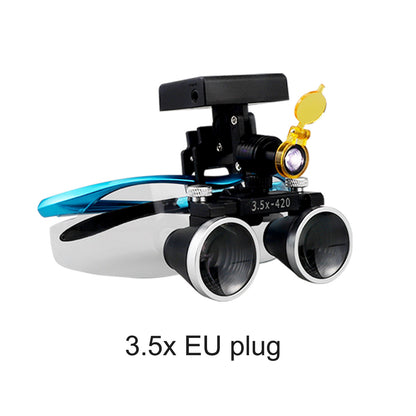 Binocular Surgical Magnifier Headlamp with 2.5x/3.5x Lenses, 5W 3D Clip-On LED Headlight for Dental