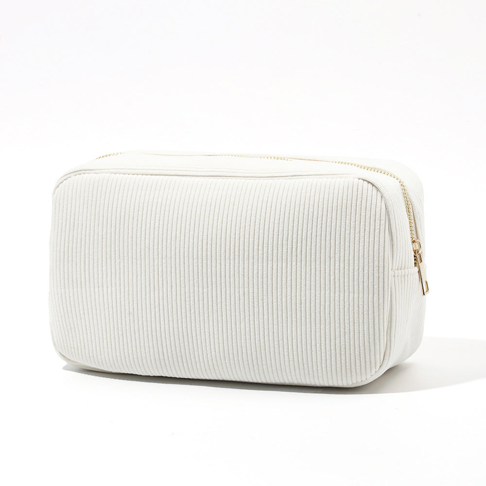 Feihong Cross-border Vertical Stripe Storage Bag Corduroy High-value Cosmetic Bag Portable Wash Bag Large Capacity Cosmetic Bag