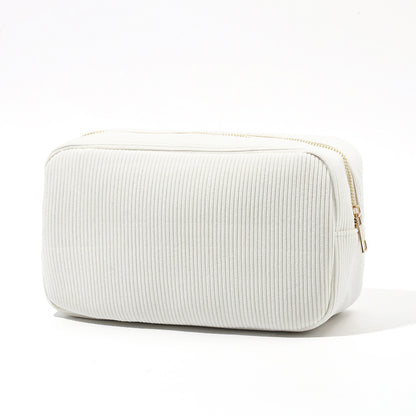 Feihong Cross-border Vertical Stripe Storage Bag Corduroy High-value Cosmetic Bag Portable Wash Bag Large Capacity Cosmetic Bag