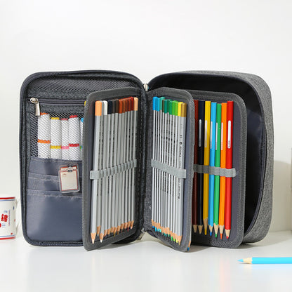 72 Hole Sketch Pen Storage Bag Amazon Hot Student Pencil Bag Three-Layer 24 Hole 48 Hole Pencil Stationery Storage Bag