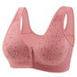 Front Button Middle-Aged and Elderly Large Size Push-Up Bra Thin Underwear Women's Soft Cotton Printed Wire-Free Vest Style Underwear